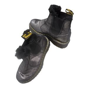 Dr. Martens Side Gore Boots Chelsea Platform Sole Black Silver Whimsigoth Punk 9